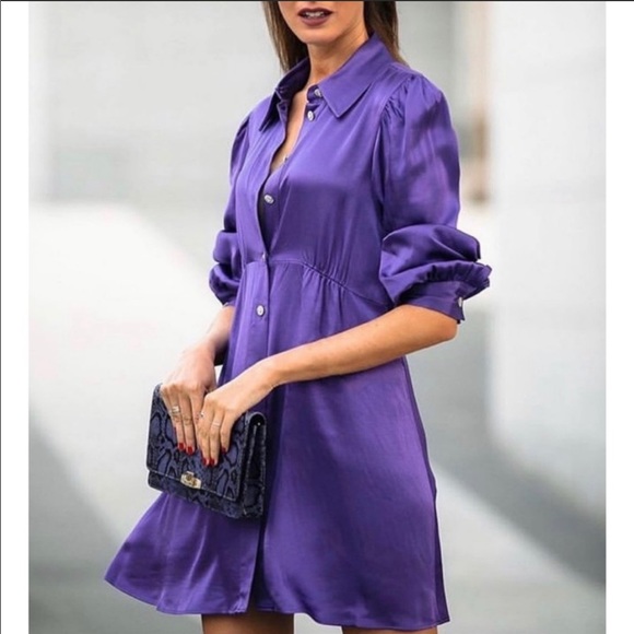 Satin effect shirt dress - Picture 1 of 11